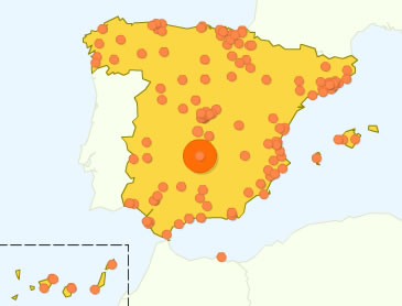 Mapa de visitas a Membrilla.com según su procedencia