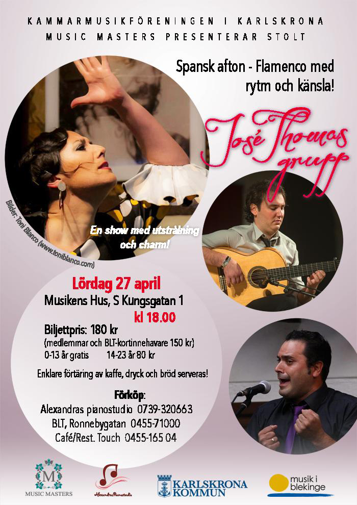 José Tomás y su grupo flamenco actuarán este sábado en Karlskrona, Suecia