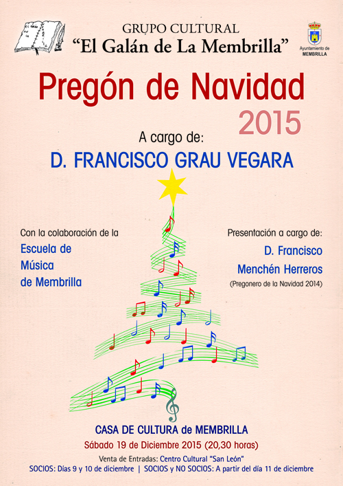 Francisco Grau será el pregonero de la Navidad 2015 de Membrilla