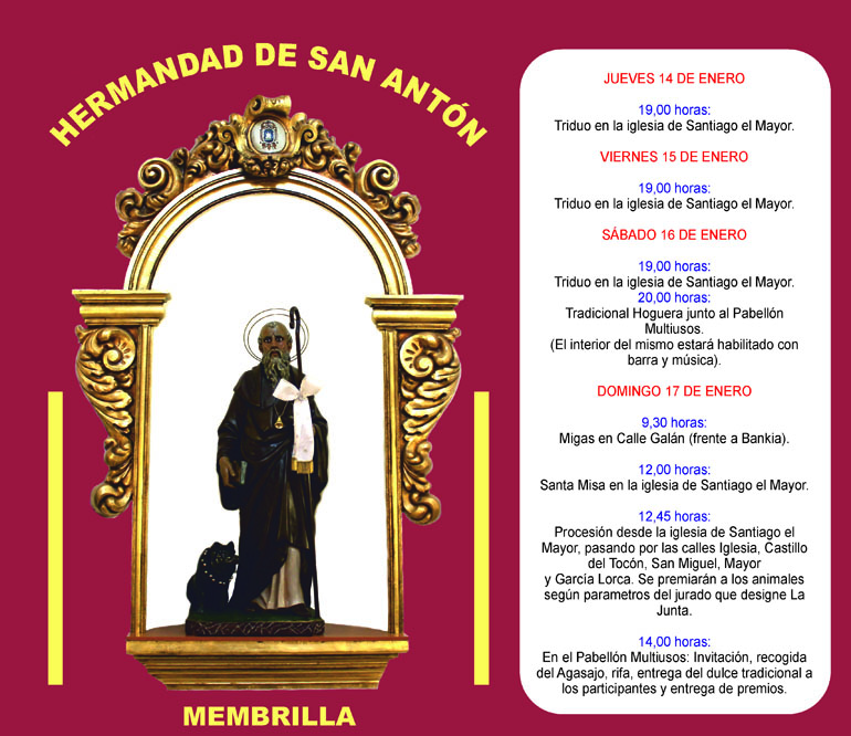 La nueva Junta Directiva de la Hermandad de San Antón invita a todos los vecinos a participar en la fiesta del santo