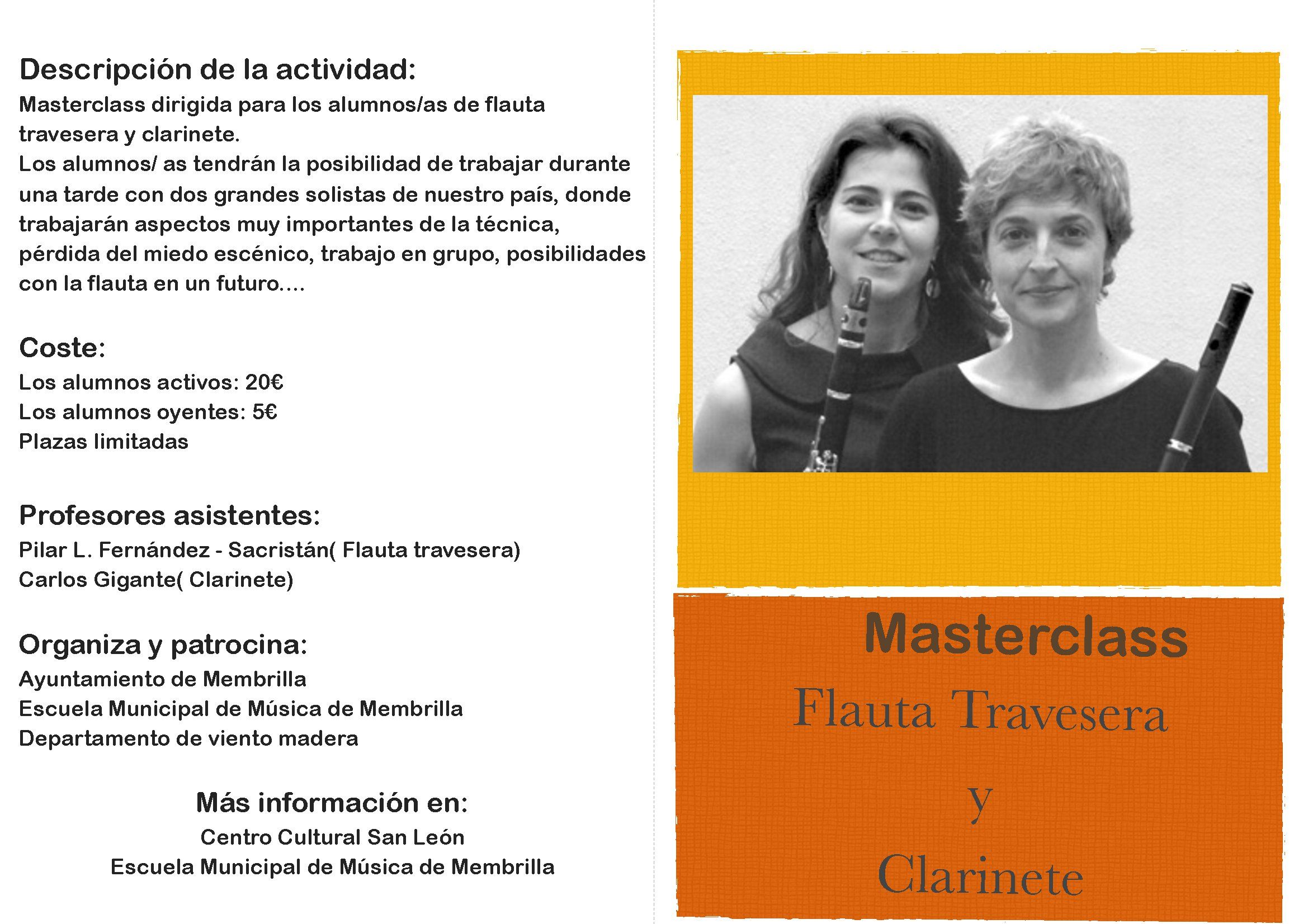 Masterclass de trompeta, flauta travesera y clarinete en la Escuela Municipal de Música de Membrilla