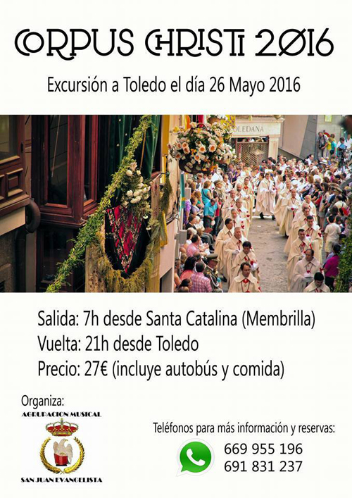 Viaja al Corpus Christi toledano y a la feria de Córdoba con la Agrupación Musical San Juan Evangelista