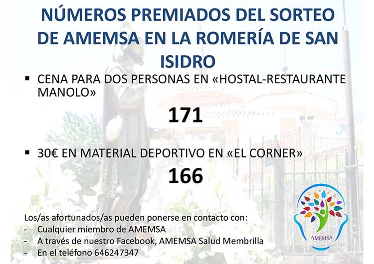 AMEMSA agradece la colaboración de los vecinos a través de la acción solidaria de la Romería 2018