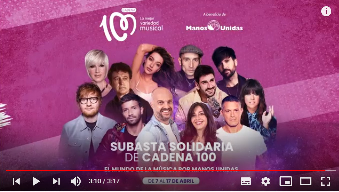 CADENA 100 subasta objetos de 10 grandes artistas para apoyar un proyecto de Manos Unidas en Kenia