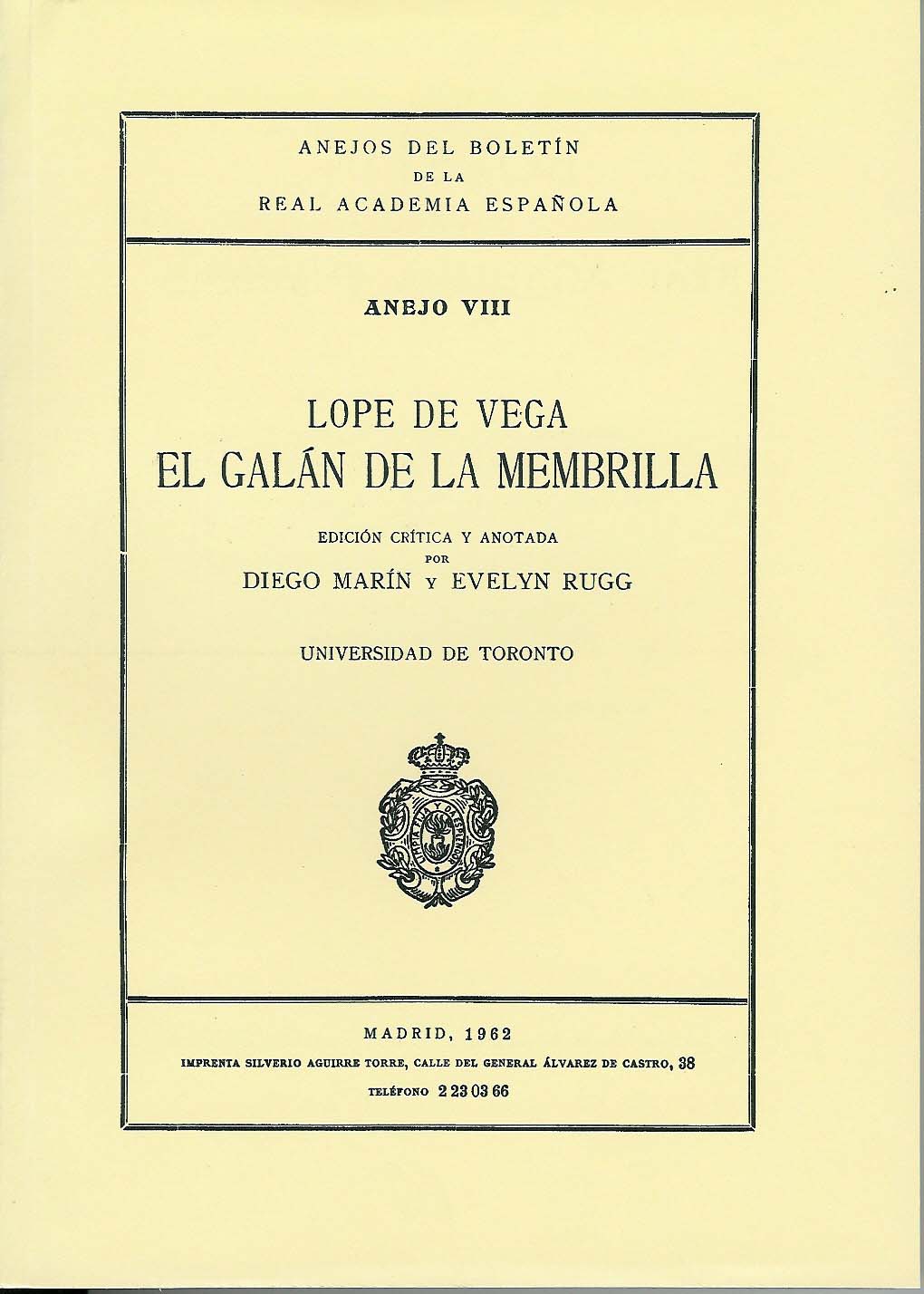 Portada de la edición de la RAE, de 1962